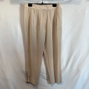 Club Monaco Cream 100% Silk Pleated Trousers